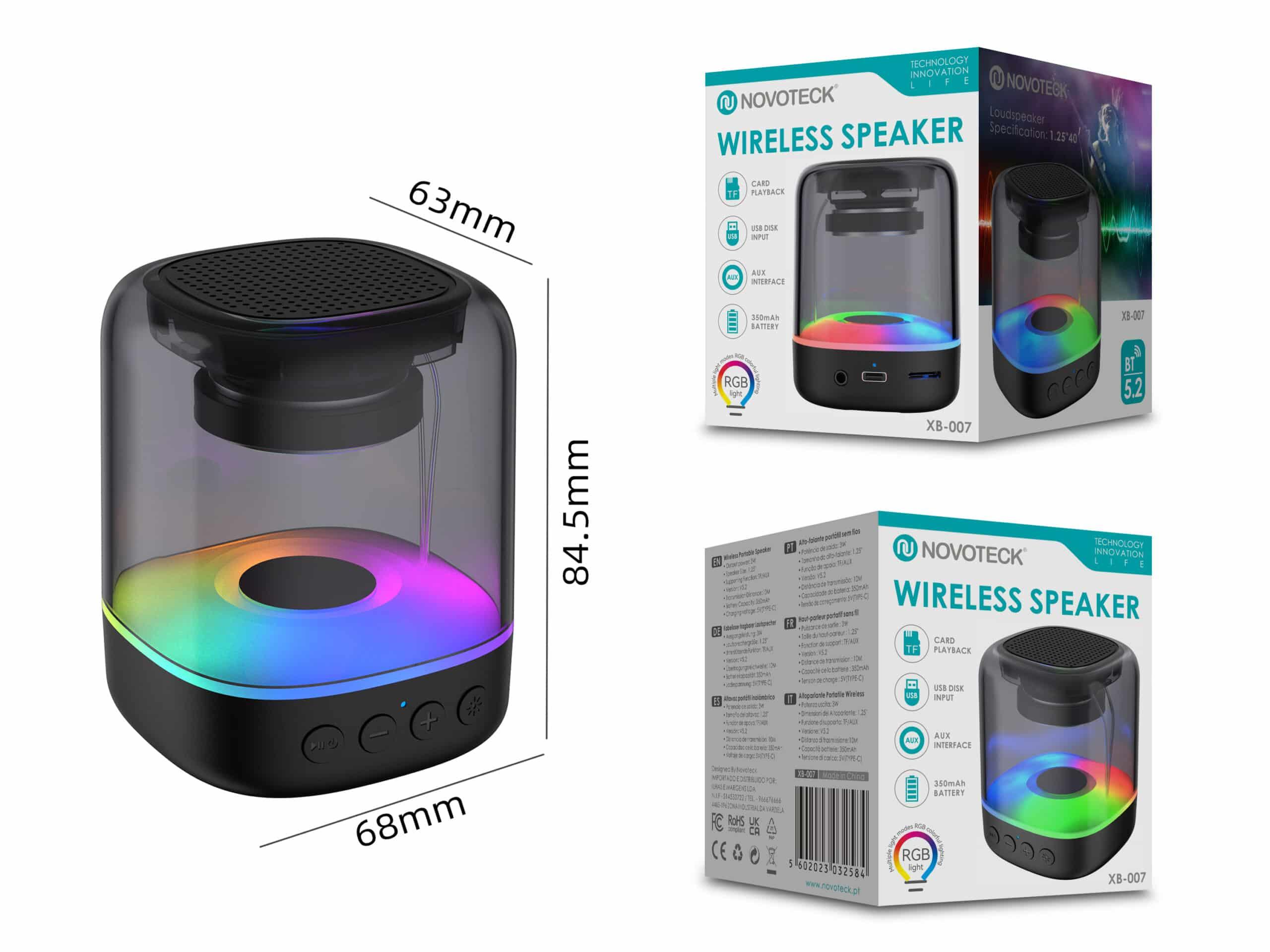 Coluna NOVOTECK XB - 007 RGB – O Toque de Magia Sonora e Visual para o Seu Ambiente