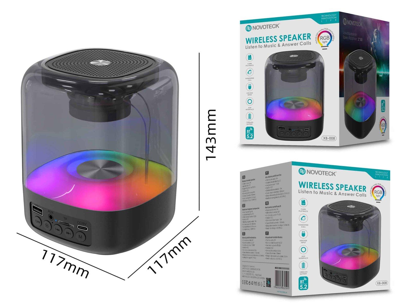 Coluna NOVOTECK XB-008 com Luzes RGB – Som de Alta Fidelidade e Espetáculo Visual numa Só Coluna