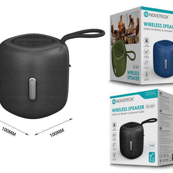 Coluna Portátil NOVOTECK XB-009 Negro– Liberdade Sem Fios e Design Prático para o Dia-a-Dia