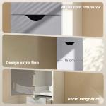 Armário Alto para Casa de Banho com 2 Prateleiras 1 Porta e 2 Gavetas 15x33x136 cm Branco