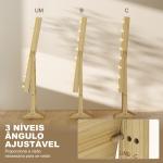 Espelho Joalheiro com Luzes LED Armário para Joias com Ângulo Ajustável Prateleiras Ranuras para Anéis 36x30x136 cm Madeira