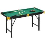 Mesa de Bilhar Dobrável 140 cm com Altura Ajustável, 16 Bolas, 2 Tacos, 2 Giz, Triângulo e Escova, Verde