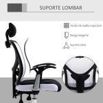 Cadeira de Escritório Ergonômica Cadeira de Escritório Giratória com Altura Ajustável Função Reclinável Apoio para a Cabeça e Suporte Lombar 65x67x108 - 118cm Branco