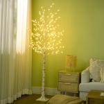 Árvore Cerejeira com 180 Luzes LED IP4 Banco Quente com Luz Ajustável em 3 Modos 21,5x21,5x180cm Branco