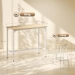 Conjunto de Móveis Altos de Bar com 5 Peças Mesa de Refeição Industrial e 4 Bancos Redondos Madeira e Branco