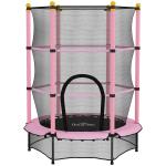 Trampolim para Crianças com Rede de Segurança e Estrutura de Aço para Interiores e Exteriores Carga 50kg Ø140x190 cm Rosa