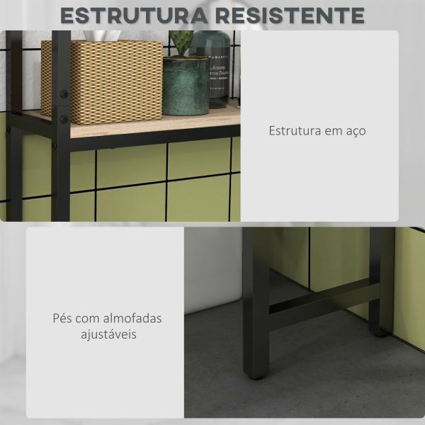 Móvel sobre Sanita com 2 Portas Prateleira Ajustável Prateleira Aberta Estante de Casa de Banho 64x19x178 cm Madeira