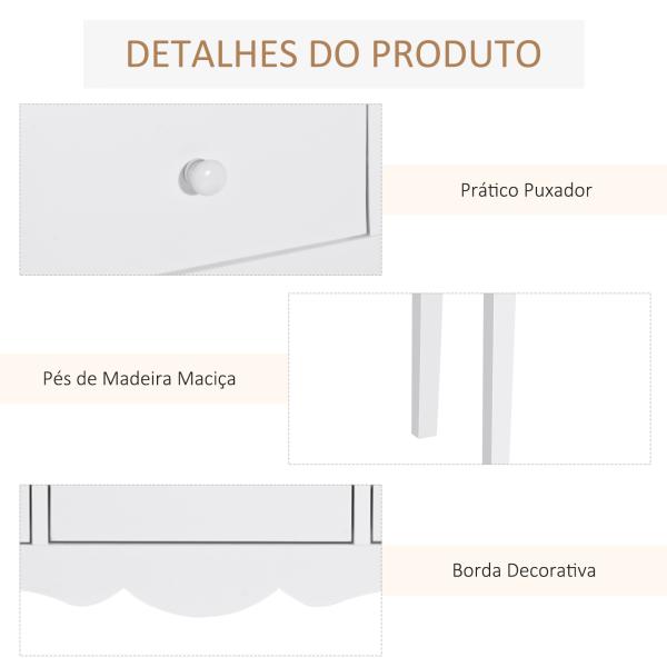 Mesa Consola Elegante Móvel de Entrada com 3 Gavetas 100x32x85cm Branco