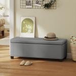 Banco de arrumação banco de fim de cama em veludo cotelê com tampa, para sala, quarto, entrada, 112 x 42 x 40 cm, cinza