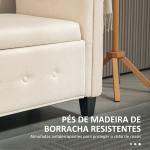 Banco de Pé de Cama de Linho com Dobradiças na Tampa Pés de Madeira e Apoio para os Braços 146,5x49x74,5 cm Bege