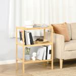 Estante de Bambu de 3 Níveis Móvel Organizador Multifuncional para Casa de Banho Cozinha Sala de Estar 62x33x80cm Natural