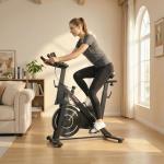 Bicicleta Estática com Resistência Magnética Regulável Ecrã LCD Volante Assento e Guiador Ajustáveis Preto