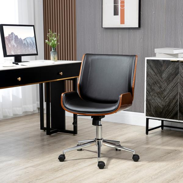 Cadeira de Escritório Operativa Giratória em PU com Altura Ajustável Função Inclinação 51x65,5x82 - 92cm Preto