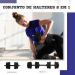 Kit de Halteres 20kg 2 em 1 com Barra de Pesos Pega Antiderrapante para Treino de Força Preto Verde