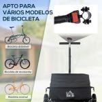 Reboque de Bicicleta para Carrinho de Carga 40kg com Capa em Tecido Oxford Refletores Estrutura em Aço e Alças para Bagagem 144x59x80 cm Preto