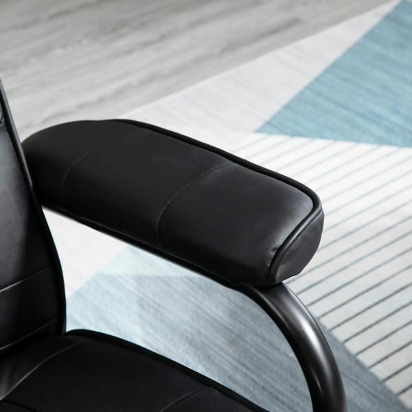 Poltrona de Massagem Elétrica com Banco para Apoiar os Pés Poltrona Relax Giratório Reclinável em até 145° com Controle Remoto e 10 Zonas de Massagem Estofado em PU 77x84x95cm Preto