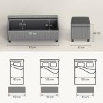 Banco de Arrumação Capacidade de 84 L Estofado em Veludo Banco Pé de Cama para Dormitório 112x42x40 cm Cinza
