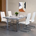 Conjunto de 4 Cadeiras de Sala de Jantar com Assento Acolchoado e Pés de Metal Cadeiras Cantilever Modernas 45x61x98 cm Creme