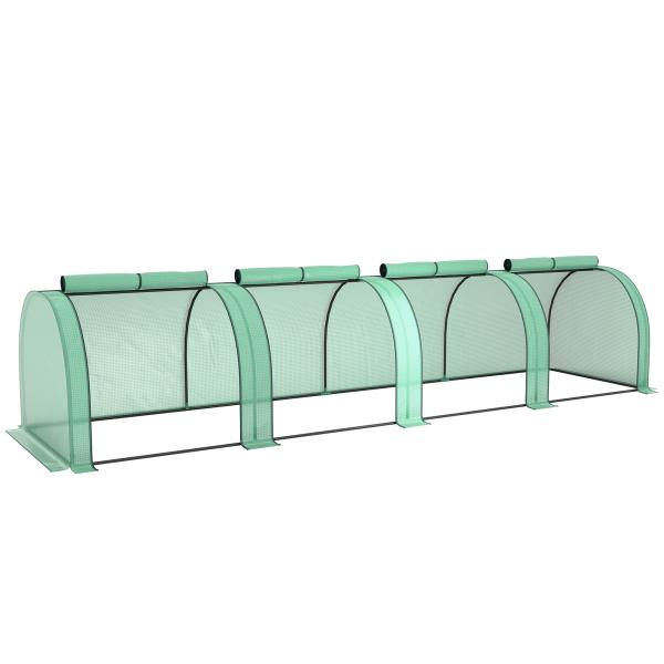 Estufa Pequena para Jardim, Cultivo de Plantas, com 4 Janelas Enroláveis, 400x100x80 cm, Verde