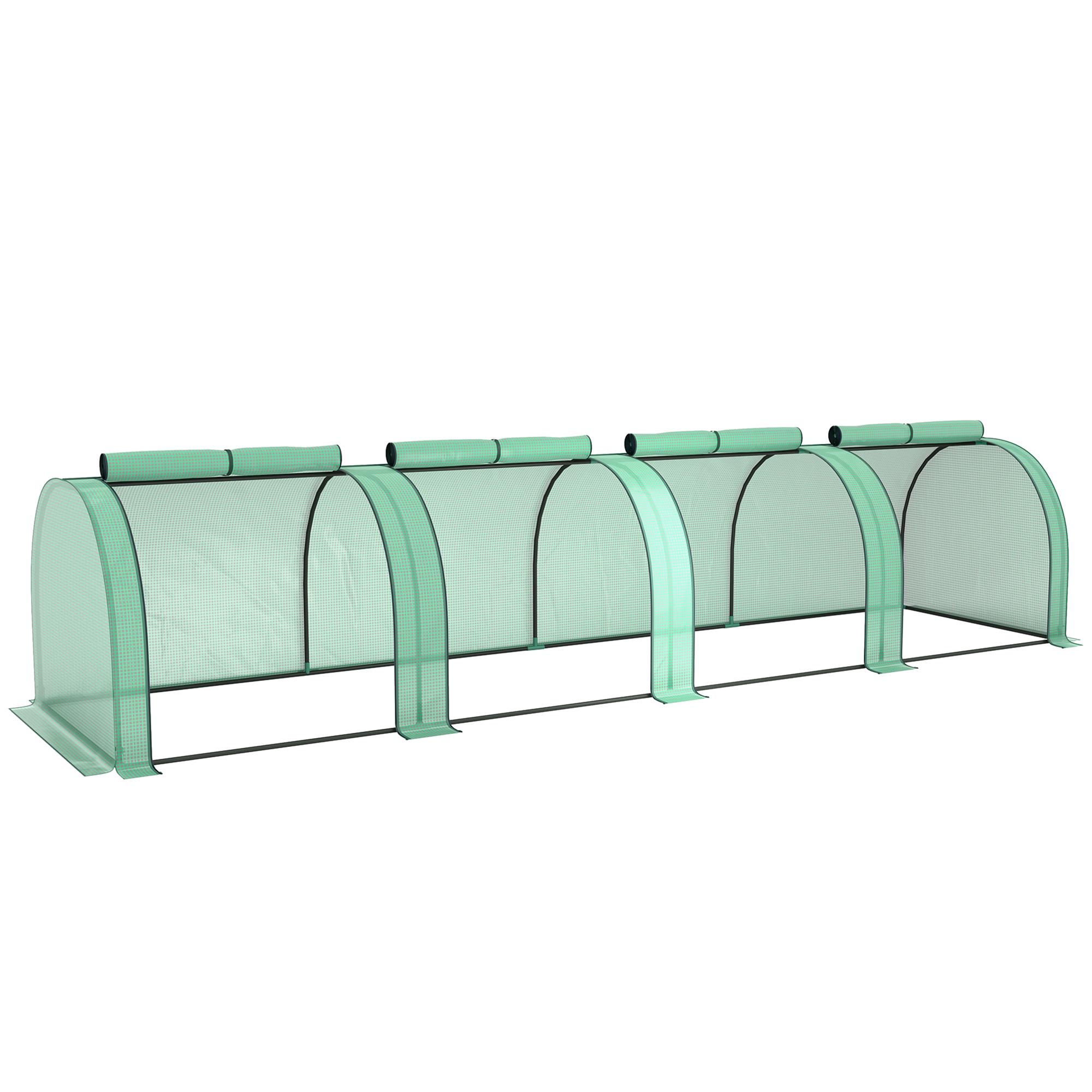 Estufa Pequena para Jardim, Cultivo de Plantas, com 4 Janelas Enroláveis, 400x100x80 cm, Verde