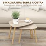 Conjunto de 2 Mesas Auxiliares com Pés de Madeira Mesas de Café 59,5x39,5x45 cm e 44,5x28,5x40 cm Madeira