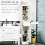 Coluna Casa de Banho com 1 Gaveta e 5 Prateleiras Coluna Casa de Banho de Estilo Moderno 30x28x170cm Branco
