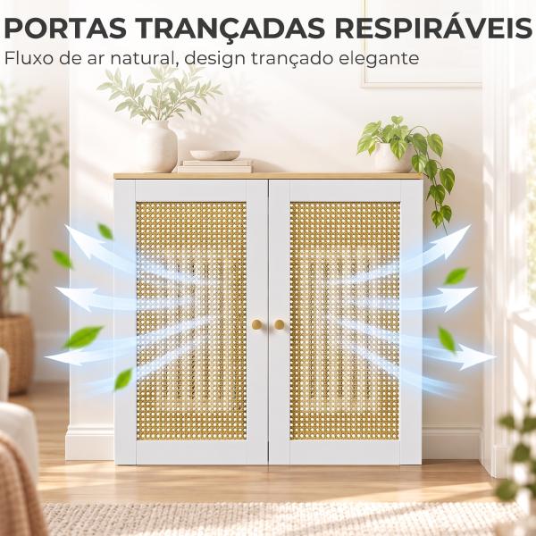 Cobre - radiador com 2 Portas em Rotim para Sala e Quarto 78x19x75 cm Branco