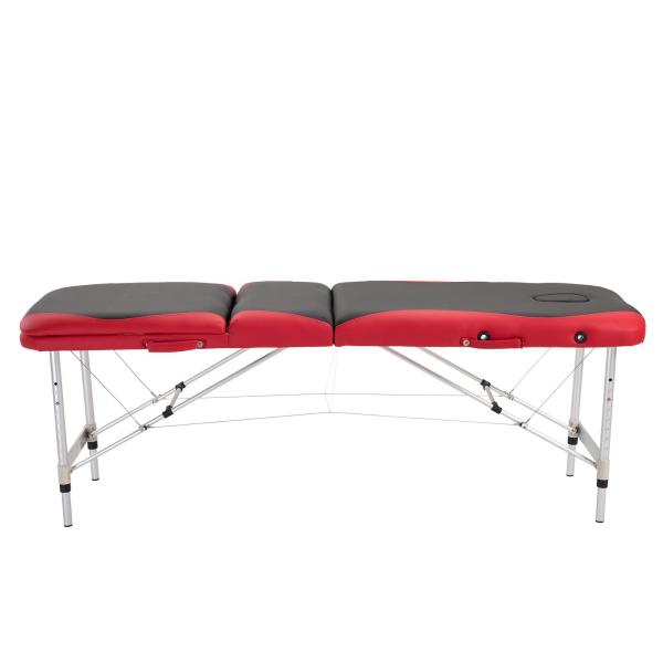 Marquesa de Massagem Dobrável e Portátil com Altura Ajustável e Apoio para a Cabeça 210x81x62 - 85 cm Vermelho e Preto
