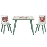 Conjunto de Mesa e Cadeiras para Crianças de 3 Peças Mesa Infantil com 2 Cadeiras Conjunto de Móveis para Atividades Verde