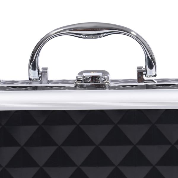 Estojo de Maquilhagem Organizador Cosméticos Profissional Portátil com Fecho e Vários Compartimentos 20x15x15 cm, Preto
