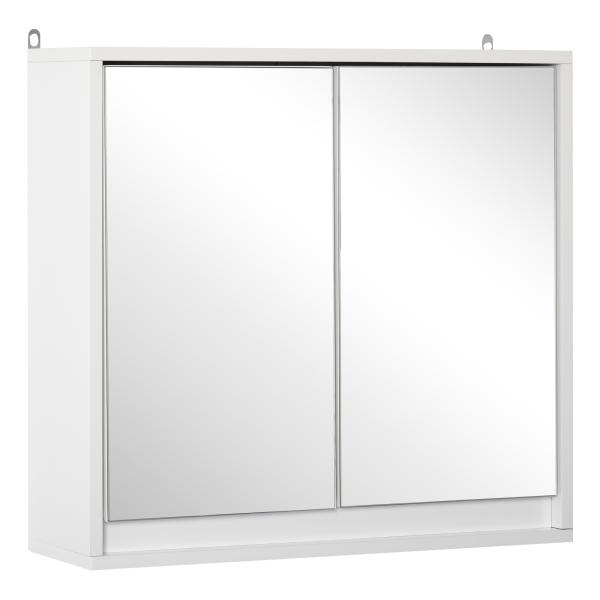 Armário de Casa de Banho com Espelho Móvel Suspenso de Casa de Banho com Prateleira Interior Ajustável 48x14,5x45 cm Branco