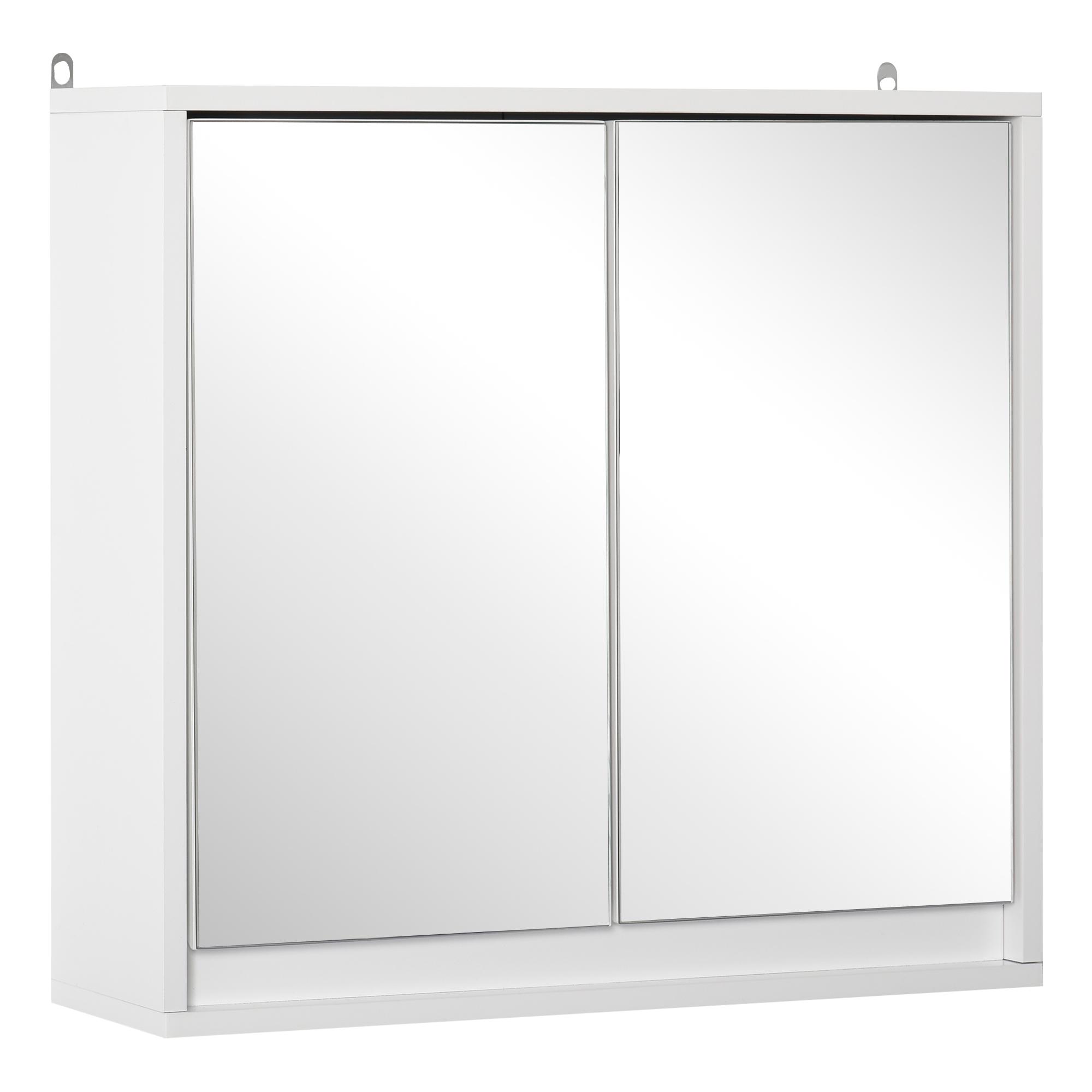 Armário de Casa de Banho com Espelho Móvel Suspenso de Casa de Banho com Prateleira Interior Ajustável 48x14,5x45 cm Branco