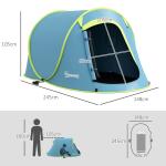 Tenda de Campismo para 1 - 2 Pessoas Impermeável de 2000 mm com Bolsa de Transporte para Pesca 245x148x105 cm Azul