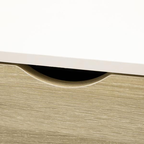Mesa de Centro Retangular com 2 Gavetas e Compartimentos Abertos Estilo Nórdico 106x58x39,5cm Branco e Madeira