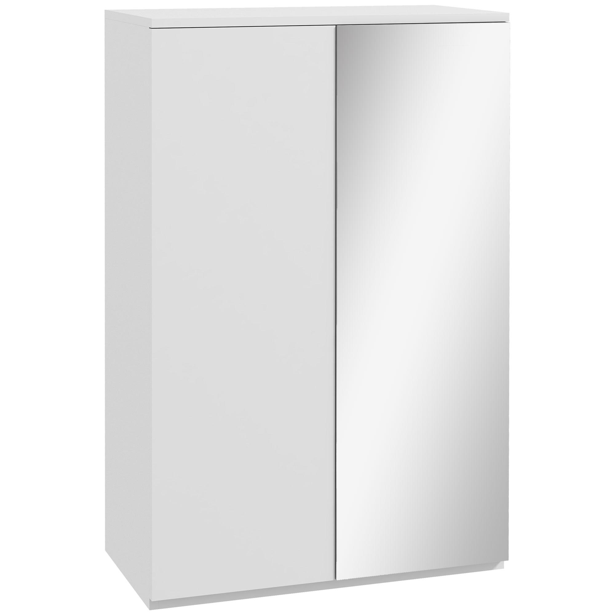 Sapateira com Espelho Móvel Sapateira para 18 Pares de Sapatos com Prateleiras Ajustáveis 60x32x95 cm Branco