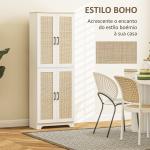 Armário de Cozinha com Prateleiras Ajustáveis Portas em Vime e Sistema Anti - Tombo 60x30x170 com Branco