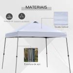 Tenda Dobrável 3x3 Portátil de Jardim com Bolsa de Transporte com Rodas Aço para Exterior Festas Campismo Branco
