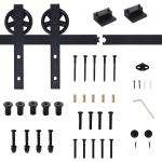 Kit de acessórios para porta de correr deslizante Conjunto de Trilhos de aço carbono 200x4x0.6cm
