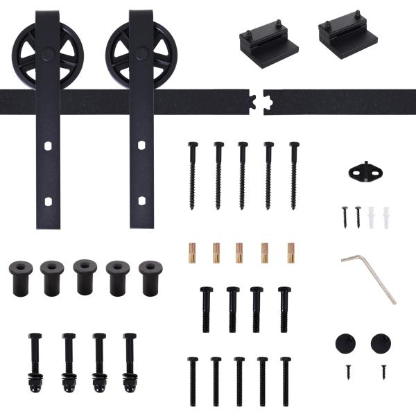 Kit de acessórios para porta de correr deslizante Conjunto de Trilhos de aço carbono 200x4x0.6cm