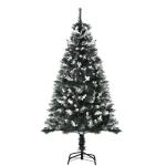 Árvore de Natal Automática 150 cm com 378 Ramos 41 Decorações Suporte em Aço Base Dobrável e Removível Verde