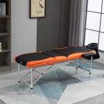 Marquesa de Massagem Dobrável e Portátil com Altura Ajustável e Apoio para a Cabeça 210x81x62 - 85 cm Laranja e Preto