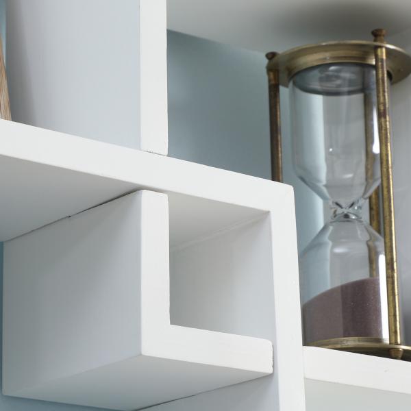 Estante de Parede com 5 Cubos Estante Flutuante de Madeira Estilo Moderno 49,5x10,2x86cm Branco