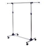 Charriot com Altura Ajustável Cabideiro com Rodas para Roupas Aço Inoxidável 86 - 160x45x95 - 170cm Prata e Preto