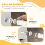Barreira de Segurança para Cães Extensível para Escadas e Portas 75 - 145cm com 3 Extensões Altura 76cm Branco