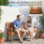 Banco de Jardim em Madeira, Banco de Exterior de 2 Lugares com Capa Impermeável Encosto Ergonómico 125x62x90 cm Castanho Claro