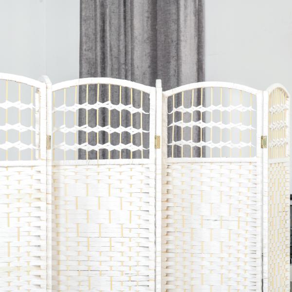Biombo de 6 Paineis Separador de Ambientes Dobrável 242x170cm Divisória de Habitações de Fibra de Papel Branco
