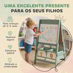 Cavalete de Pintura para Crianças 3 em 1 para Crianças acima de 3 Anos com Rolo de Papel e Cestos de Arrumação 54x46x94 cm Verde
