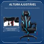 Cadeira de Gaming com Apoio para os Pés Retrátil Cadeira de Escritório Reclinável com Apoio para a Cabeça e Altura Ajustável 65x65x119 - 129cm Preto e Azul