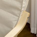 Poltrona Relax com Apoio para os Pés Ajustável Estofada em Tecido com Estrutura de Madeira 66,5x94x100 cm Creme