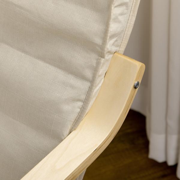Poltrona Relax com Apoio para os Pés Ajustável Estofada em Tecido com Estrutura de Madeira 66,5x94x100 cm Creme